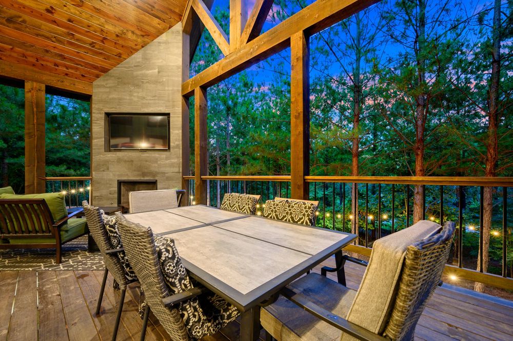 Covered deck and outdoor kitchen