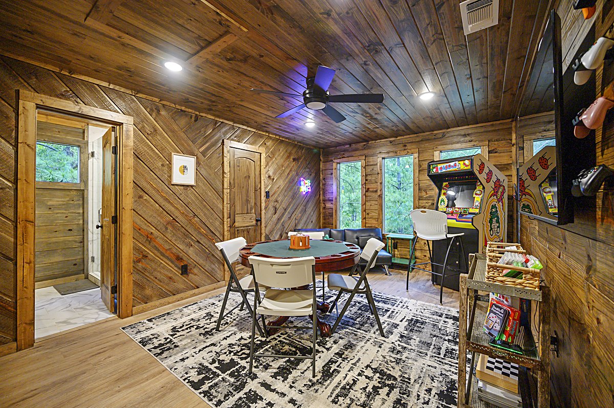 Game room with games and seating