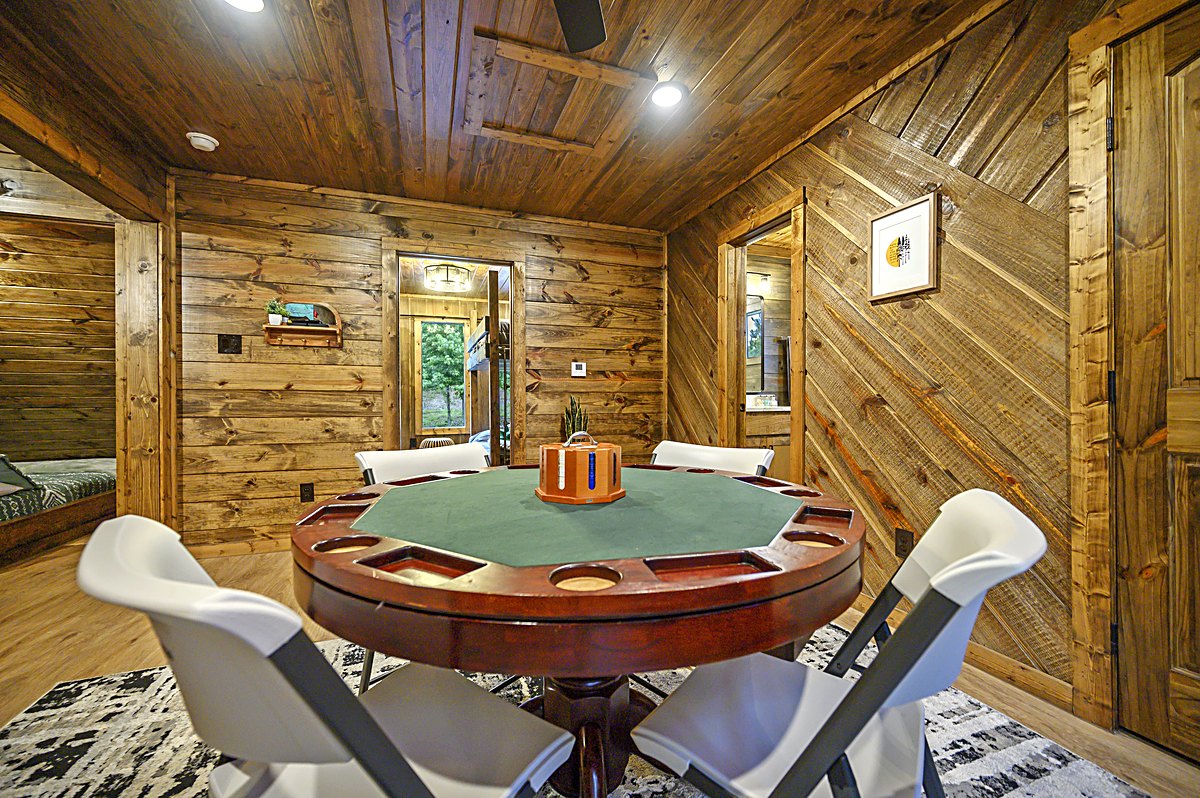 Poker and pool table with green felt